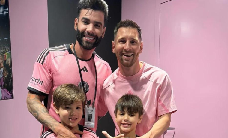 O cantor sertanejo Gusttavo Lima e seus filhos tiveram a emocionante oportunidade de conhecer Lionel