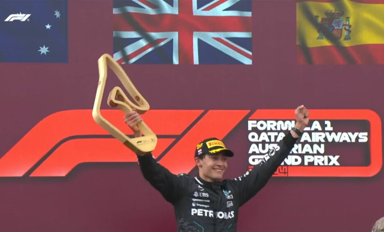 Na manhã deste domingo, George Russell, da Mercedes, venceu o GP da Áustria, disputado no Circuito de